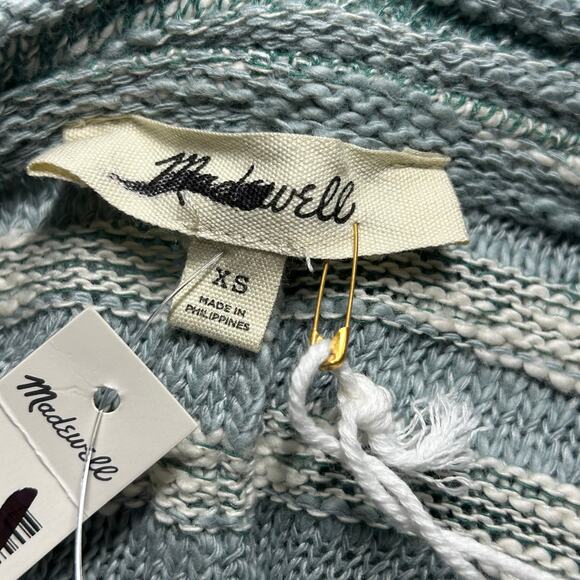 Madewell Women's Crewneck Slouch Knit Sweater Stripe Blue Horizon XS New - Picture 7 of 9